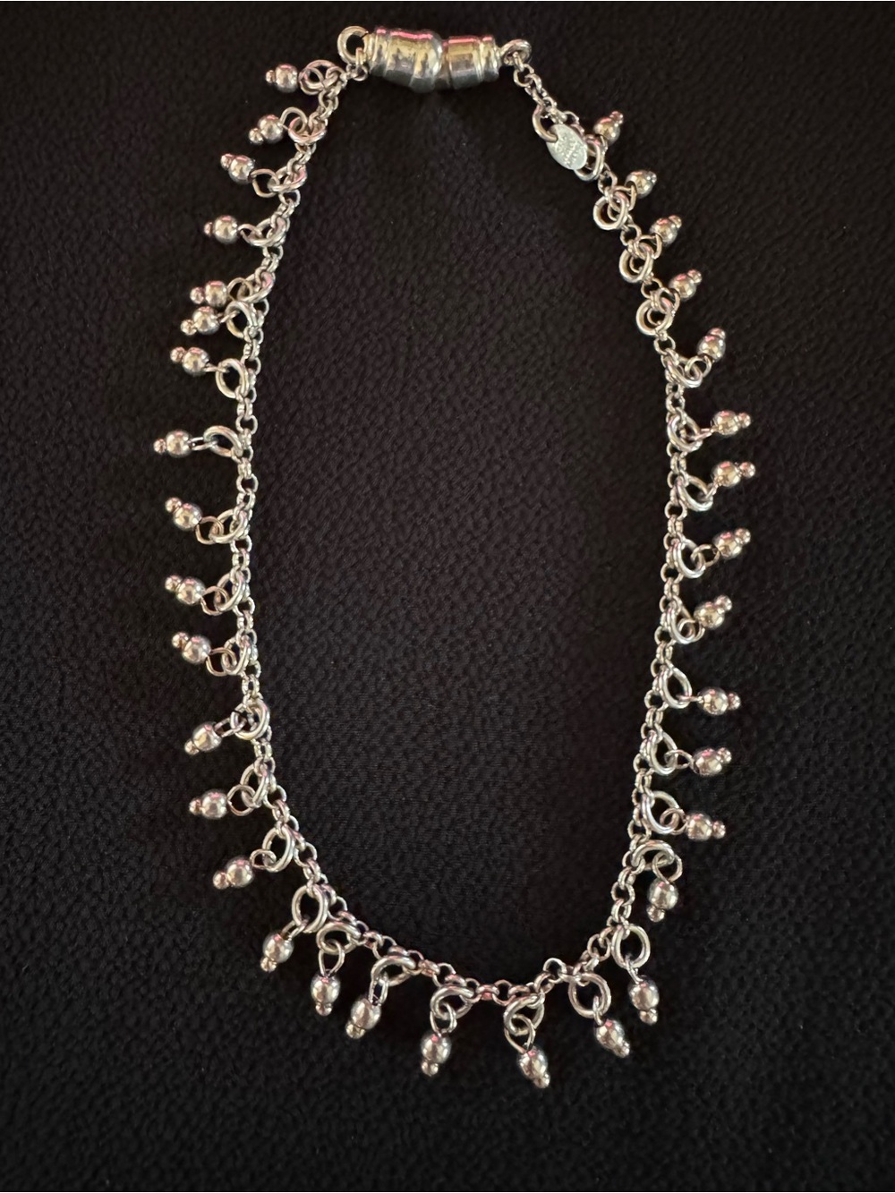 Milor Italy 925 Sterling Silver Beaded Fringe Anklet - 10”